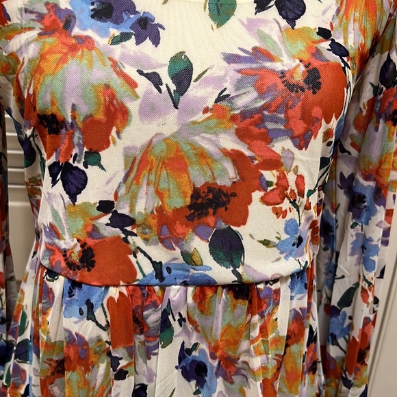 Love by Design Catherine Long Sleeve Mesh Babydoll Dress in Paint Flowers Size M - Picture 7 of 17